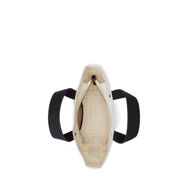 Ecru/Black Canvas Small Polo Bear Tote Polo Ralph Lauren 4