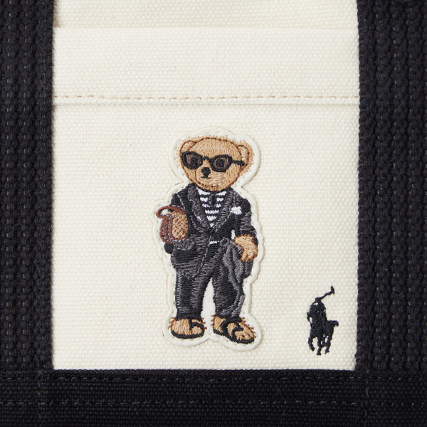 Ecru/Black Canvas Small Polo Bear Tote Polo Ralph Lauren 5