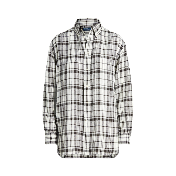 Oversize Fit Plaid Linen Shirt Polo Ralph Lauren 1