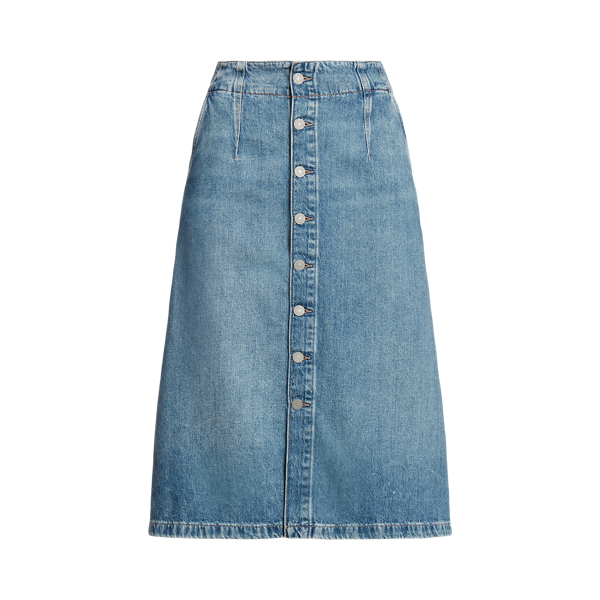 A-Line Button-Front Denim Midi Skirt | Ralph Lauren