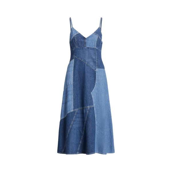 &Auml;rmelloses Patchwork-Kleid aus Denim Polo Ralph Lauren in 1