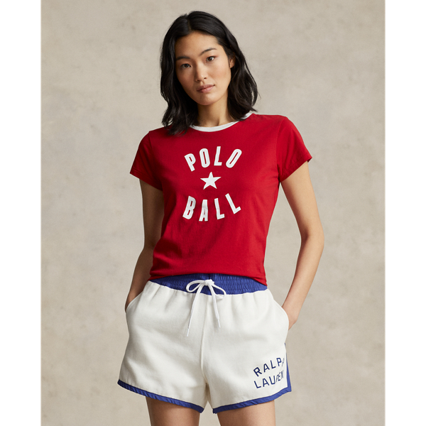 Ralph Red Polo Ball Cotton Jersey Ringer Tee Polo Ralph Lauren 1