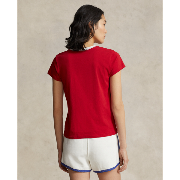 Ralph Red Polo Ball Cotton Jersey Ringer Tee Polo Ralph Lauren 5