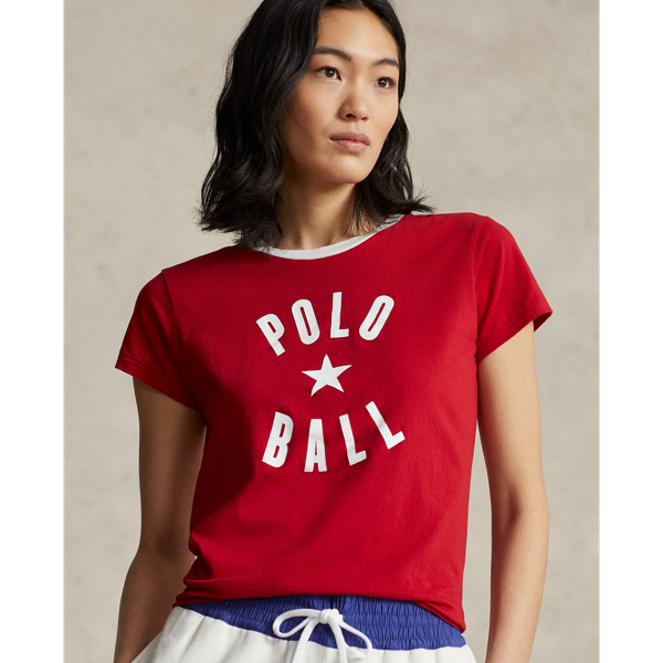 Ralph Red Polo Ball Cotton Jersey Ringer Tee Polo Ralph Lauren 6