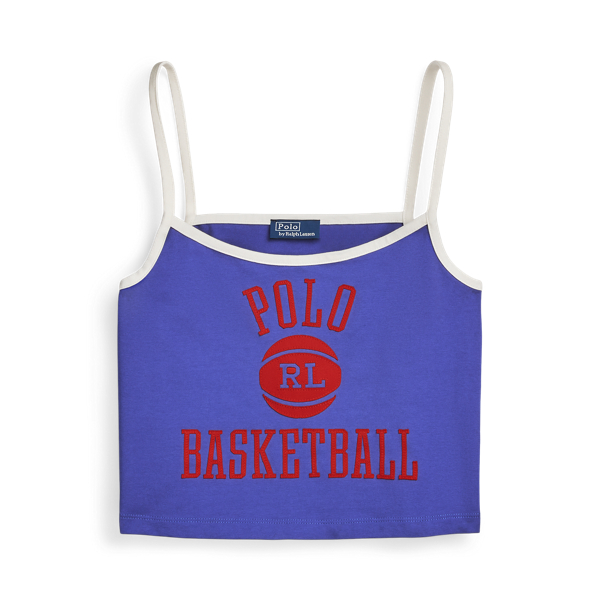 Cropped jersey tanktop met 'Polo Ball' Polo Ralph Lauren in 1