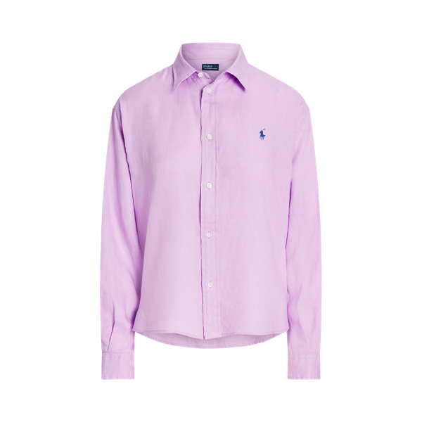 Cropped Relaxed Fit Linen Shirt Polo Ralph Lauren 1