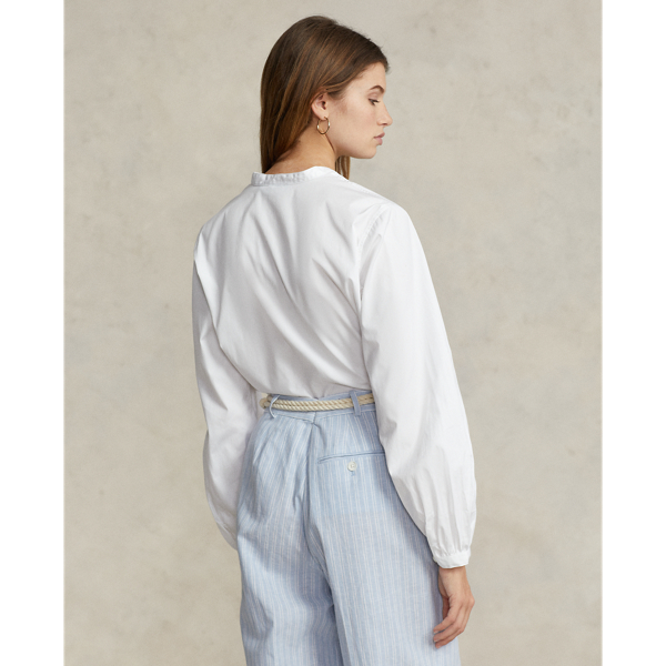 White Boxy Fit Cotton Blouson-Sleeve Shirt Polo Ralph Lauren 5