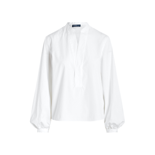 White Boxy Fit Cotton Blouson-Sleeve Shirt Polo Ralph Lauren 2