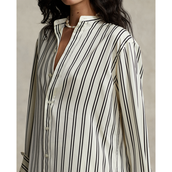 Chemise ray&eacute;e ample en satin Polo Ralph Lauren en Rayures noir et cr&egrave;me 6