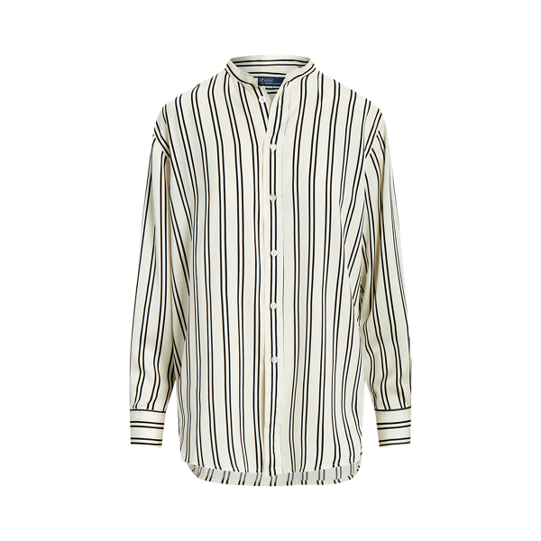 Chemise ray&eacute;e ample en satin Polo Ralph Lauren en Rayures noir et cr&egrave;me 2