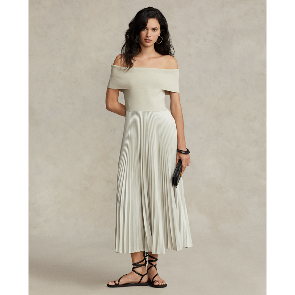 Hybrid Off the Shoulder Pleated Dress for Women Ralph Lauren BH