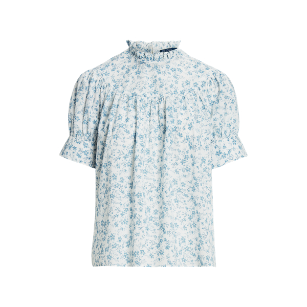 Floral Shirred Cotton Voile Top