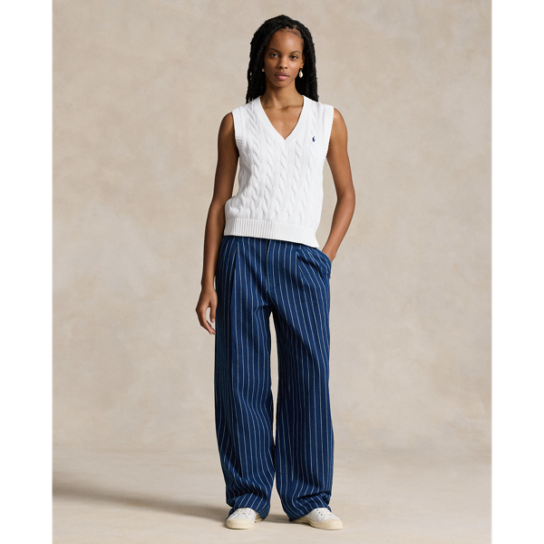 Zopfmusterpullunder mit V-Ausschnitt Polo Ralph Lauren in Wei&szlig; 4