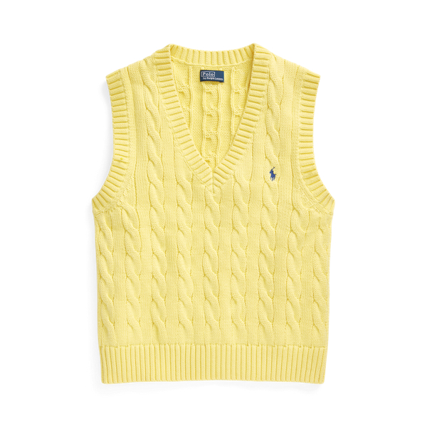 Cable-Knit Cotton V-Neck Jumper Vest Polo Ralph Lauren 1