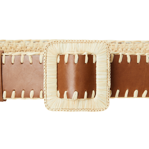 Natural/Cuoio Reversible Faux-Raffia &amp; Leather Belt Polo Ralph Lauren 2