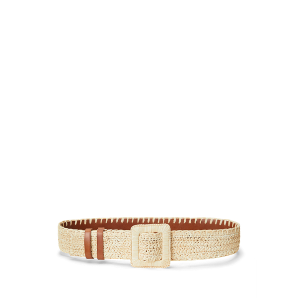 Natural/Cuoio Reversible Faux-Raffia &amp; Leather Belt Polo Ralph Lauren 3