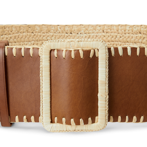 Natural/Cuoio Reversible Faux-Raffia &amp; Leather Belt Polo Ralph Lauren 2