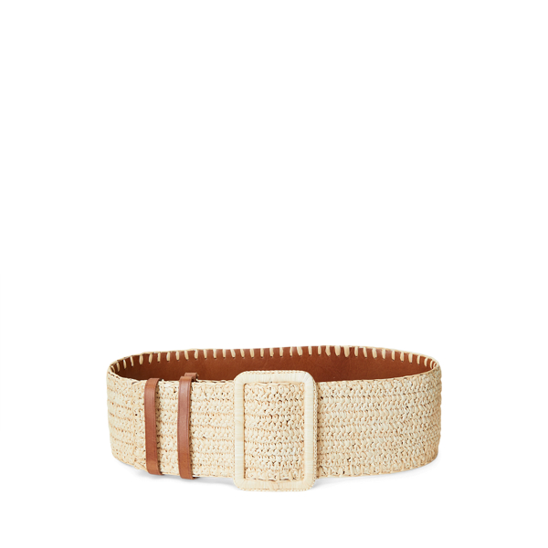 Natural/Cuoio Reversible Faux-Raffia &amp; Leather Belt Polo Ralph Lauren 3