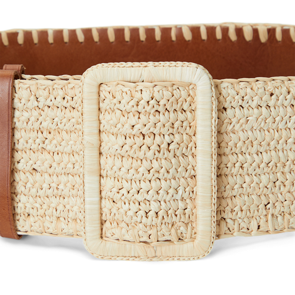 Natural/Cuoio Reversible Faux-Raffia &amp; Leather Belt Polo Ralph Lauren 4