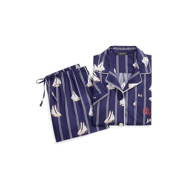 Sailboat-Print Lawn Boxer Sleep Set Lauren 1