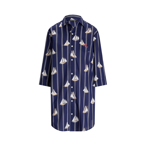 Sailboat-Print Lawn Sleep Shirt Lauren 1