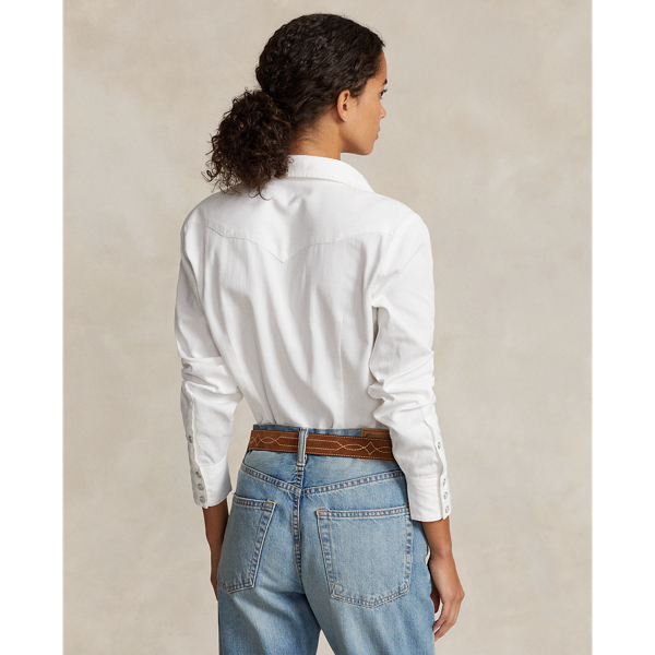 White Cotton Twill Western Shirt Polo Ralph Lauren 5