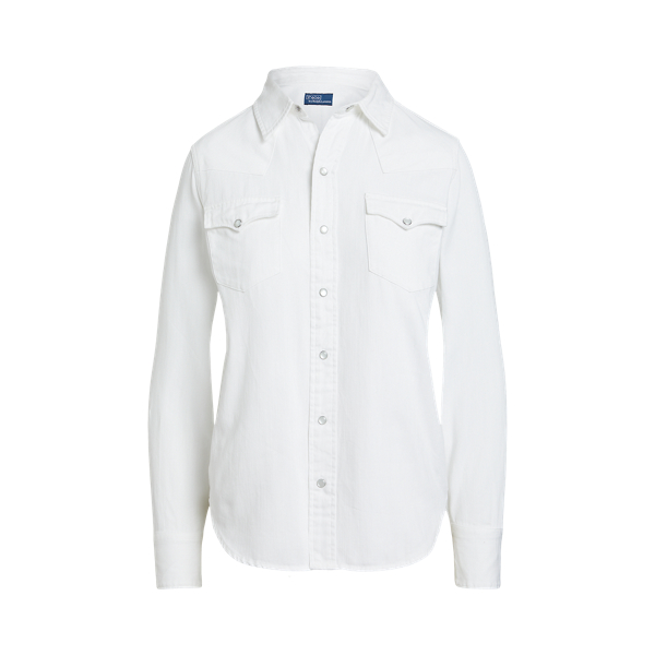 White Cotton Twill Western Shirt Polo Ralph Lauren 2