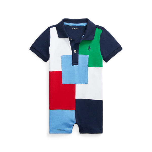 Patchwork Soft Cotton Polo Shortall