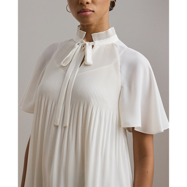 Pleated georgette dress ralph lauren hotsell