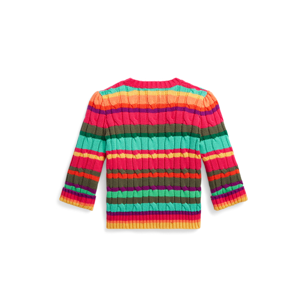 Gestreifter Zopfmuster-Baumwollpullover Baby Girl in Key-West-Gr&uuml;n multi 2