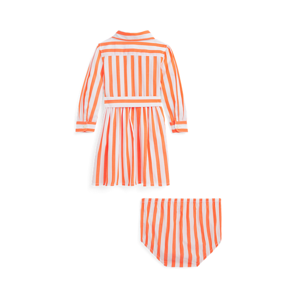 Hemdkleid und H&ouml;schen aus Popeline Baby Girl in Mai-Orange/Wei&szlig; 2