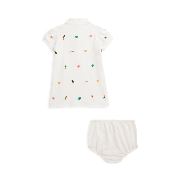 Tropisches Piqu&eacute;-Polokleid mit H&ouml;schen Baby Girl in Deckbeizen-Wei&szlig; 2