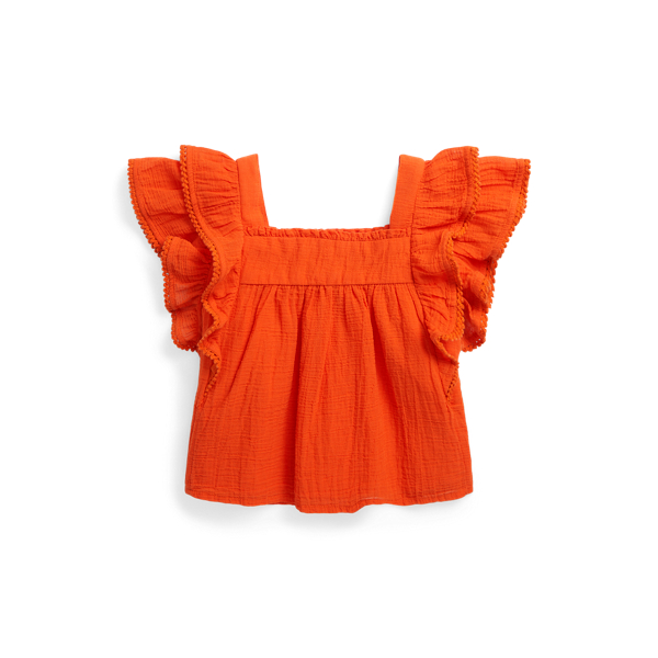 R&uuml;schenoberteil aus Baumwollgaze Girls 1.5-6.5 Years in D&auml;mmerungs-Orange 2