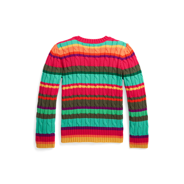Gestreifter Pullover mit Zopfmuster Girls 1.5-6.5 Years in Key-West-Gr&uuml;n multi 2