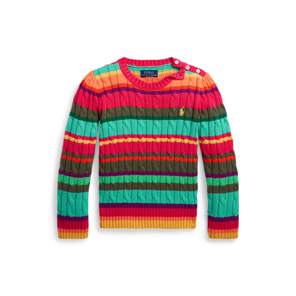 Striped Cable Knit Cotton Jumper for Girls Ralph Lauren IE