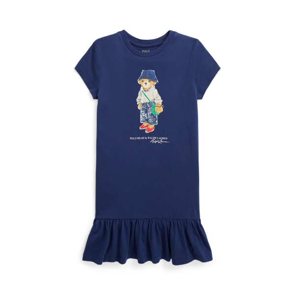 Polo Bear Cotton Jersey T Shirt Dress for Girls Ralph Lauren UK