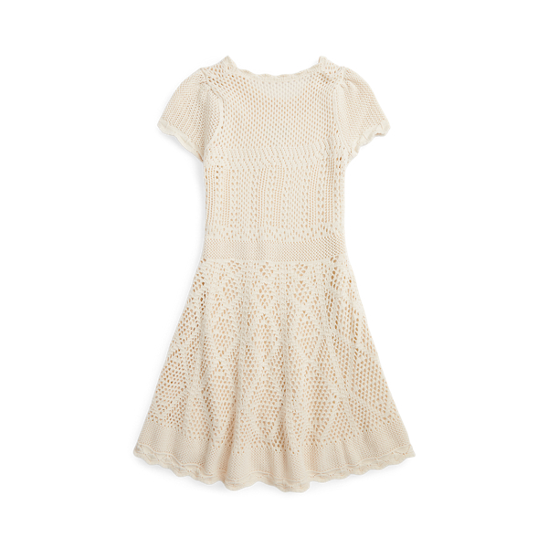 Baumwoll-Pulloverkleid mit Lochmuster Girls 7-14 Years in Natur 2