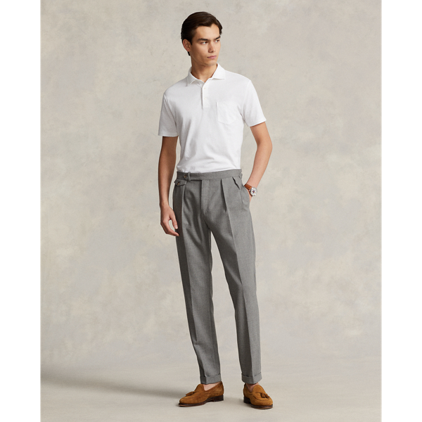 White Custom Slim Fit Cotton-Linen Polo Shirt Polo Ralph Lauren 4