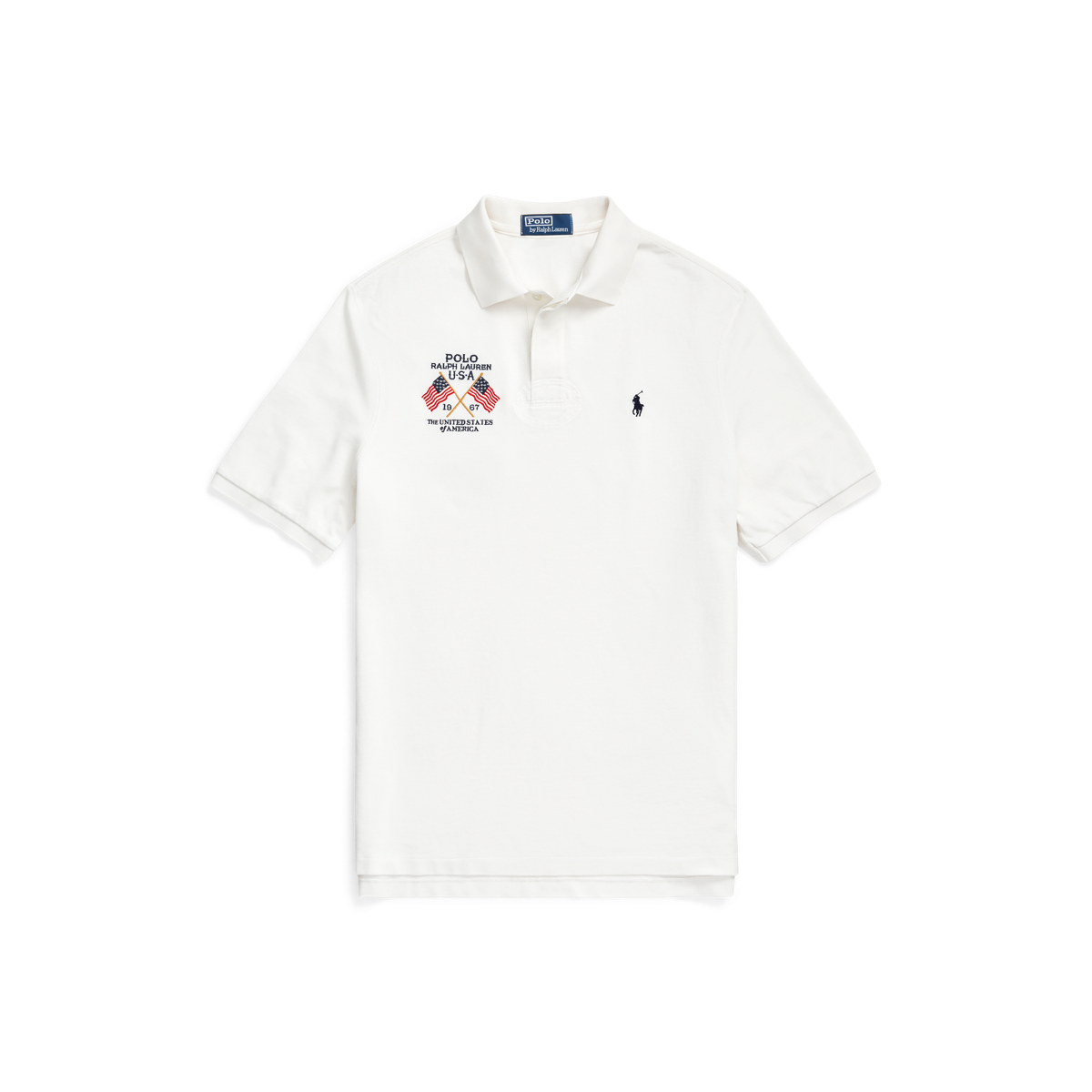 Classic Fit Flag Embroidered Polo Shirt Ralph Lauren