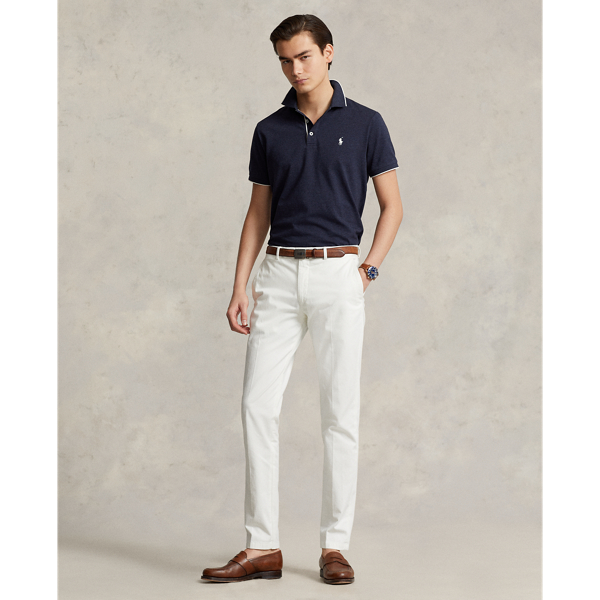 Spring Navy Heather Custom Slim Fit Textured Mesh Polo Shirt Polo Ralph Lauren 4