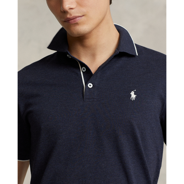 Spring Navy Heather Custom Slim Fit Textured Mesh Polo Shirt Polo Ralph Lauren 6