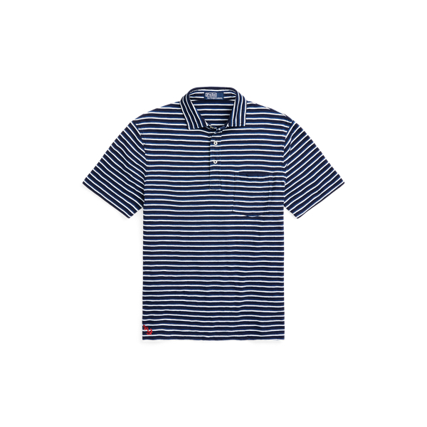 Ralph lauren black and white striped polo shirt online