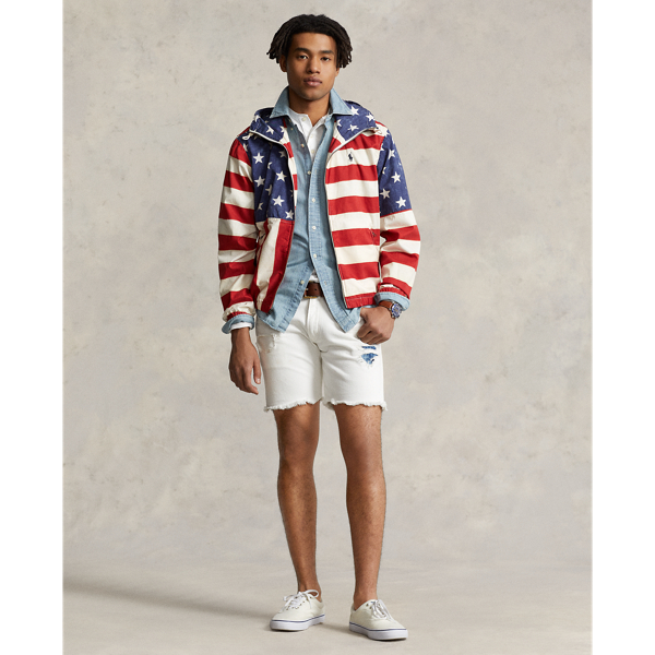 VNTG Gold River hot Strip Denim and Suede American Flag Shirt L