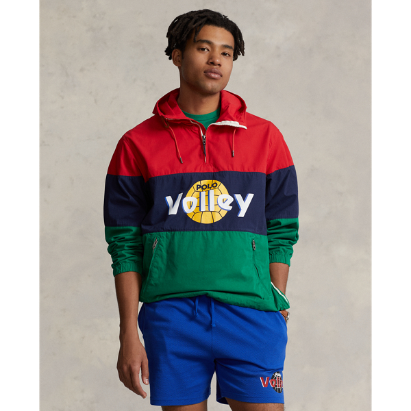 Color-Block-Pulloverjacke aus Popeline