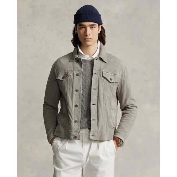 Grey Fog Suede Trucker Jacket Polo Ralph Lauren 1