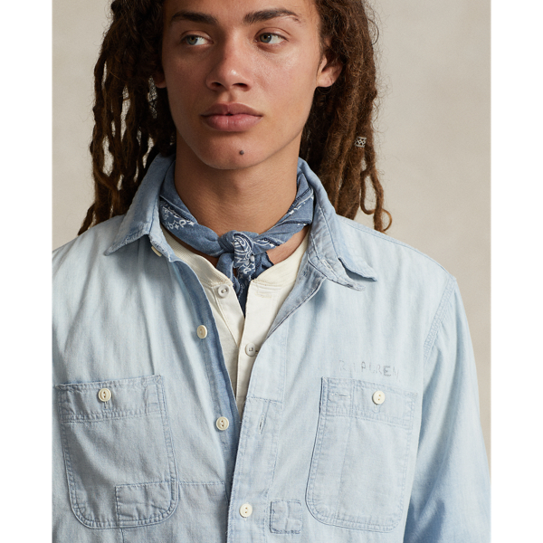 Ralph Lauren - ポロ ラルフローレン シャンブレー ワークシャツ 14 ライトインディゴ クラシック フィット インディゴ シャンブレー ワークシャツ