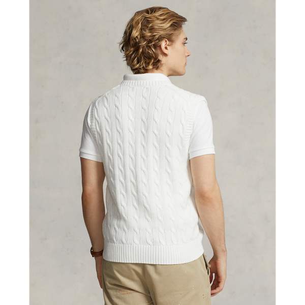 Laubeblanc ローブブラン　 サイドケーブルニットベスト　ホワイト Side cable knit Vest – L'AUBE BLANC