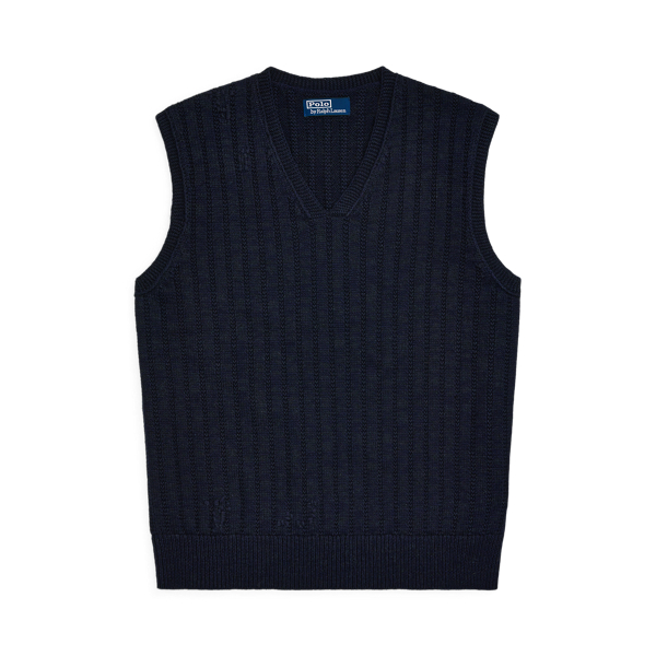 Distressed Cotton-Blend Jumper Vest Polo Ralph Lauren 1