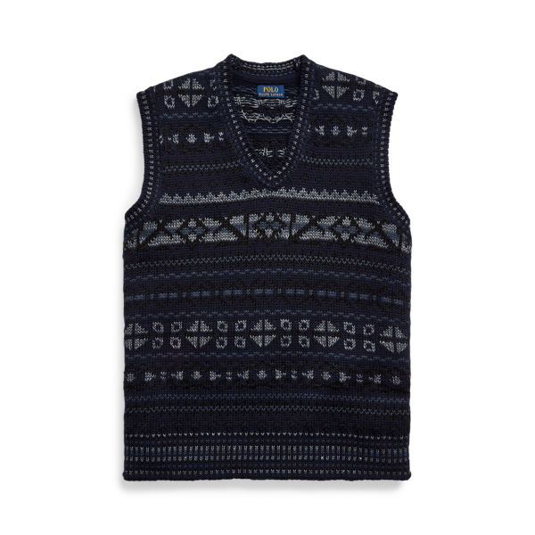 Polo Ralph Lauren Cashmere Cotton cheapest Fair Isle Preppy Knit Sweater Vest Royal King