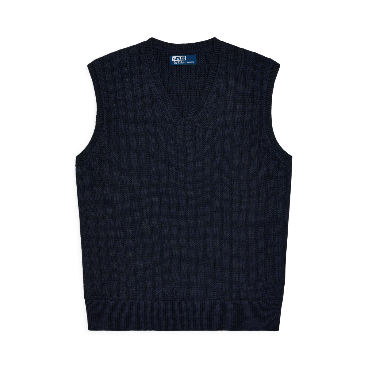 Distressed Cotton Blend Sweater Vest Ralph Lauren